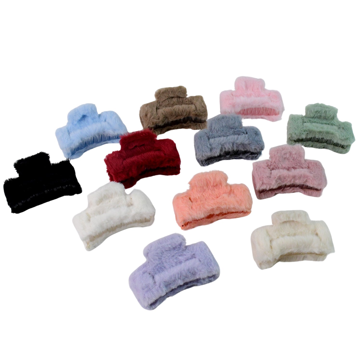 Big-size Soft Faux Fur Hair Claw Clips (12 Pc) Big-size Soft Faux Fur Hair Claw Clips (12 Pc)